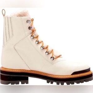 NWOT MARC FISHER s11 boots-sheepskin/leather-lug sole-scuff on right toe-see pic